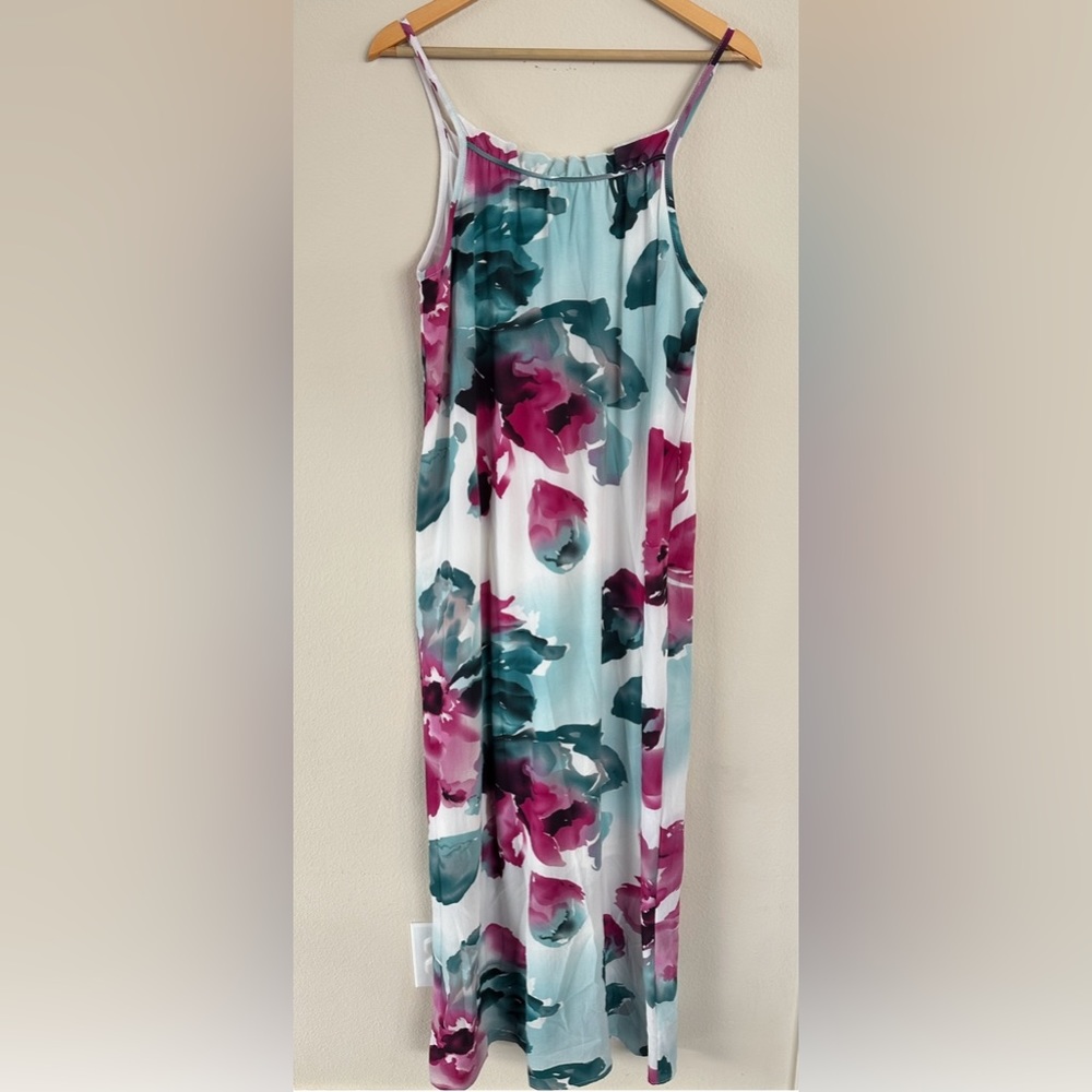 Pink Blush Maternity Flowy Floral Watercolor Long Maxi Dress